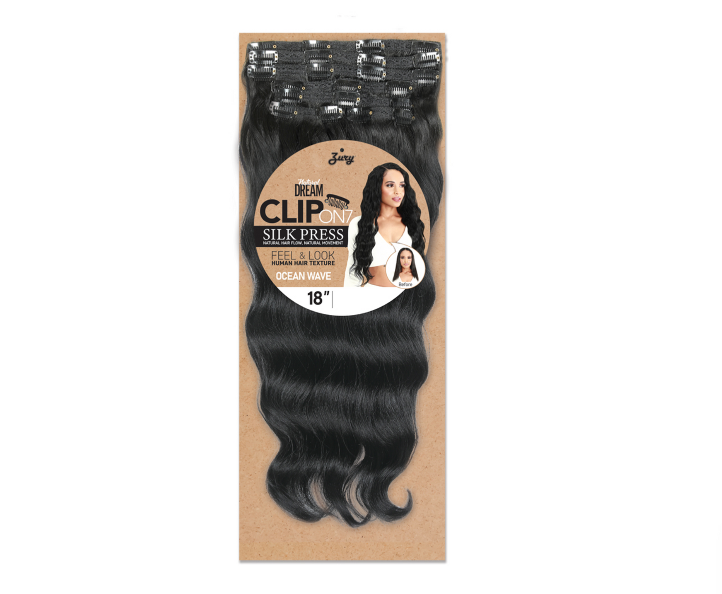Zury Natural Dream Clip On Hair Extensions Ocean Wave 18”