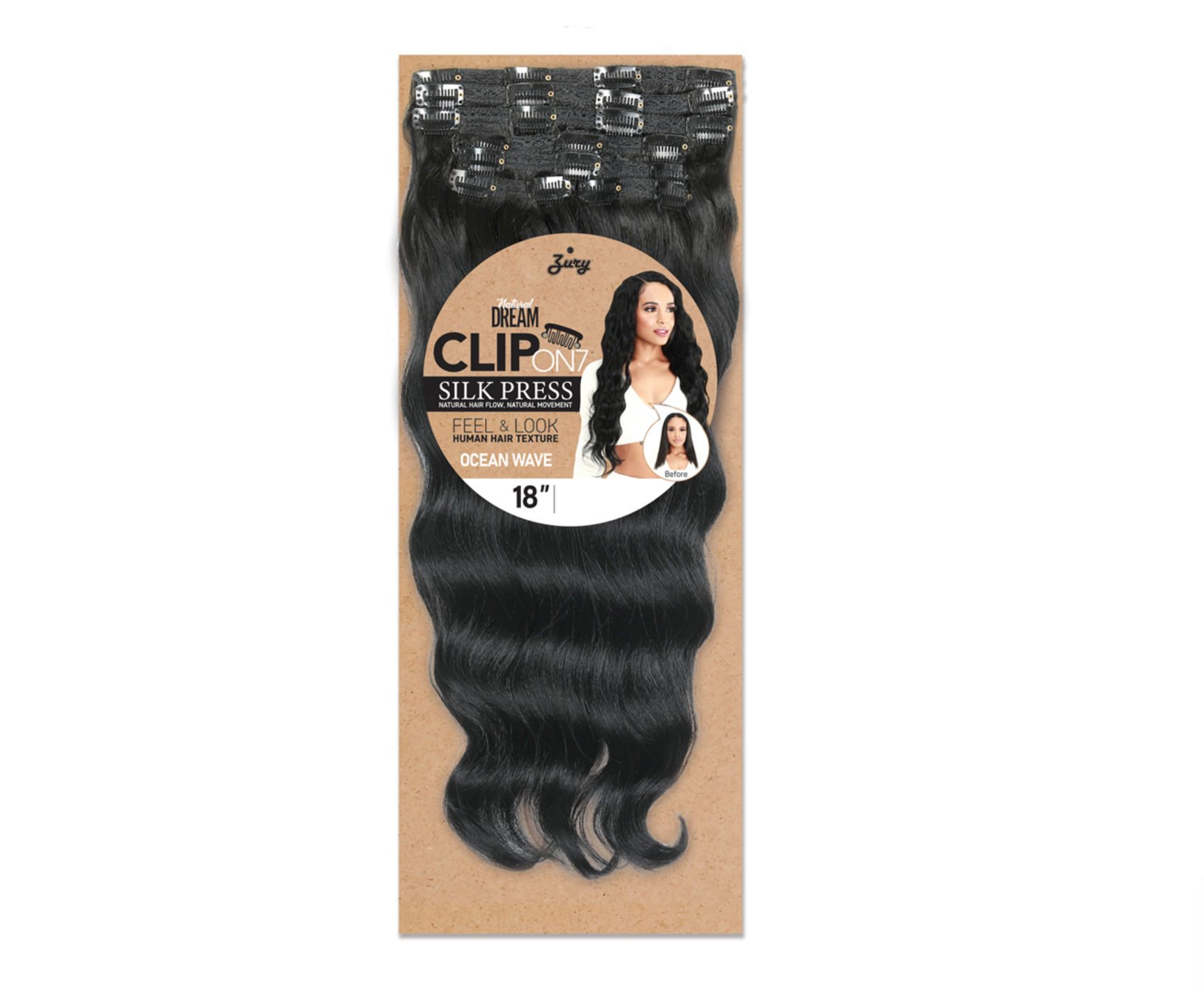 Zury Natural Dream Clip On Hair Extensions Ocean Wave 18”