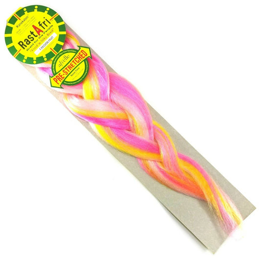 RastAfri Pre-Stretched Silky Braiding Hair pink yellow