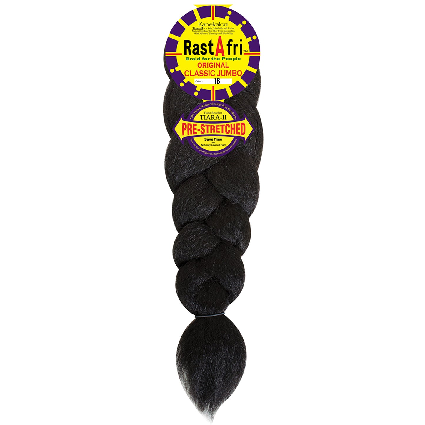 RastAfri Pre-Stretched Classic Jumbo Braiding Hair color 1b black