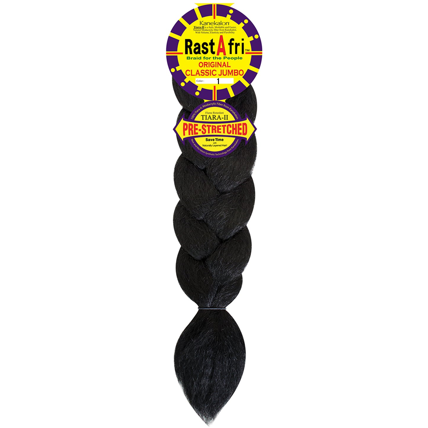 RastAfri Pre-Stretched Classic Jumbo Braiding Hair color 1 black