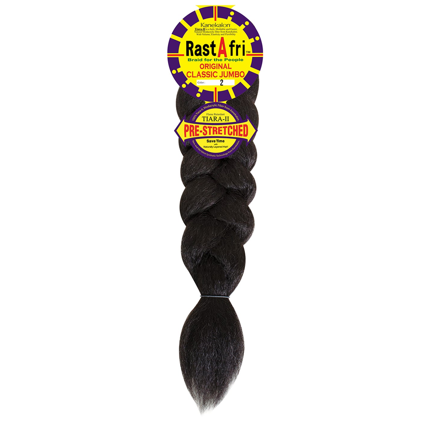 RastAfri Pre-Stretched Classic Jumbo Braiding Hair color 2 black brown