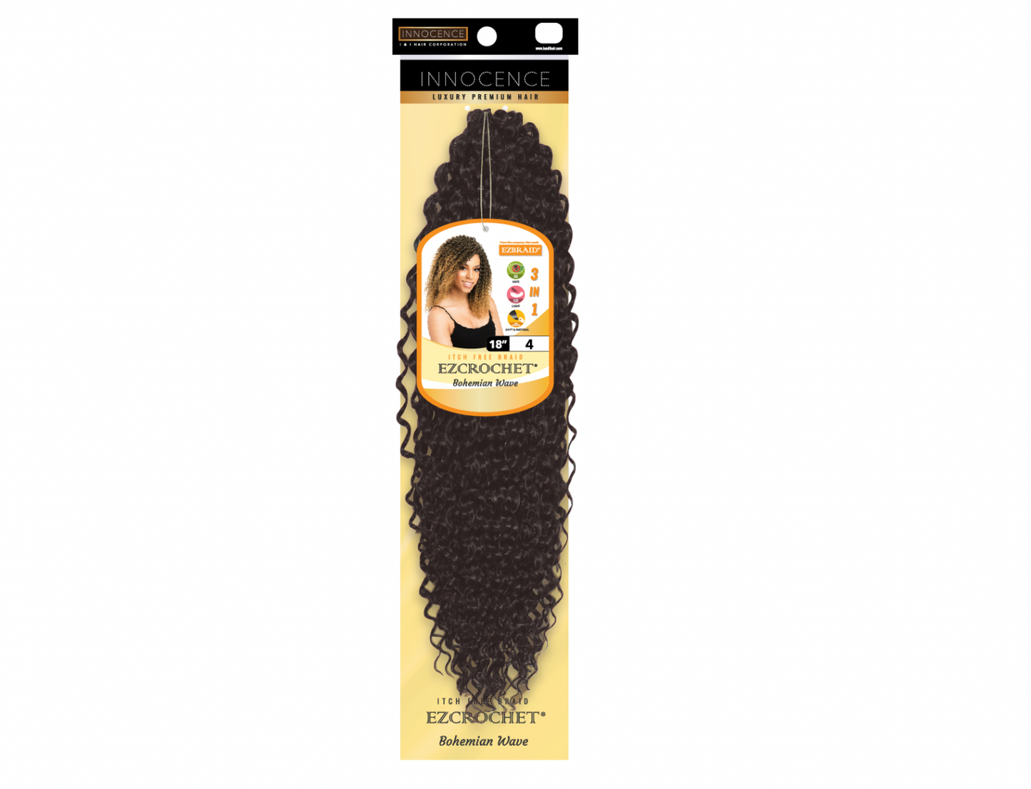 EZ Braid Innocence I&I Bohemian Wave Crochet Hair 18" color 4