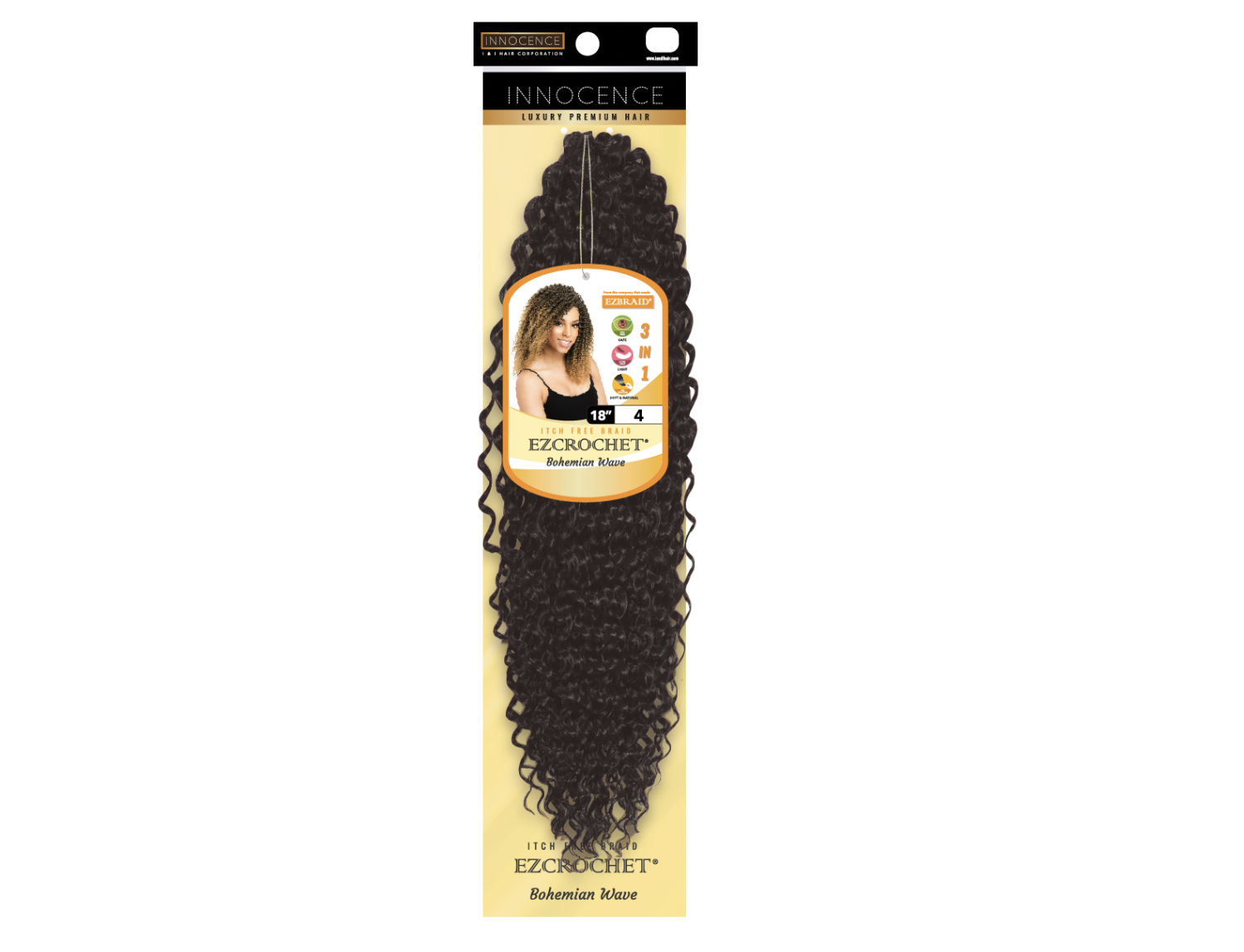 EZ Braid Innocence I&I Bohemian Wave Crochet Hair 18" color 4