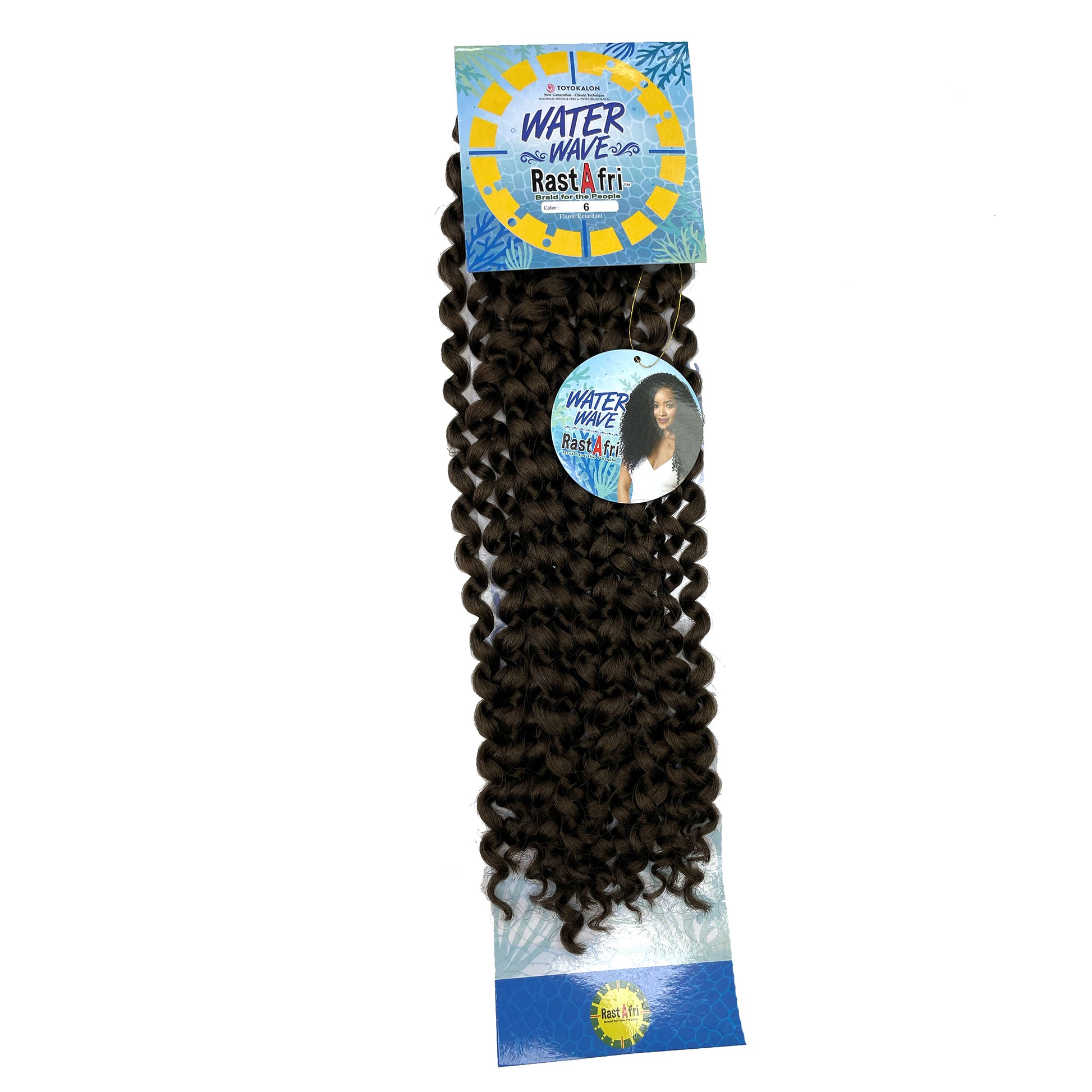 RastAfri Water Wave Crochet Braiding Hair color 6 brown dark