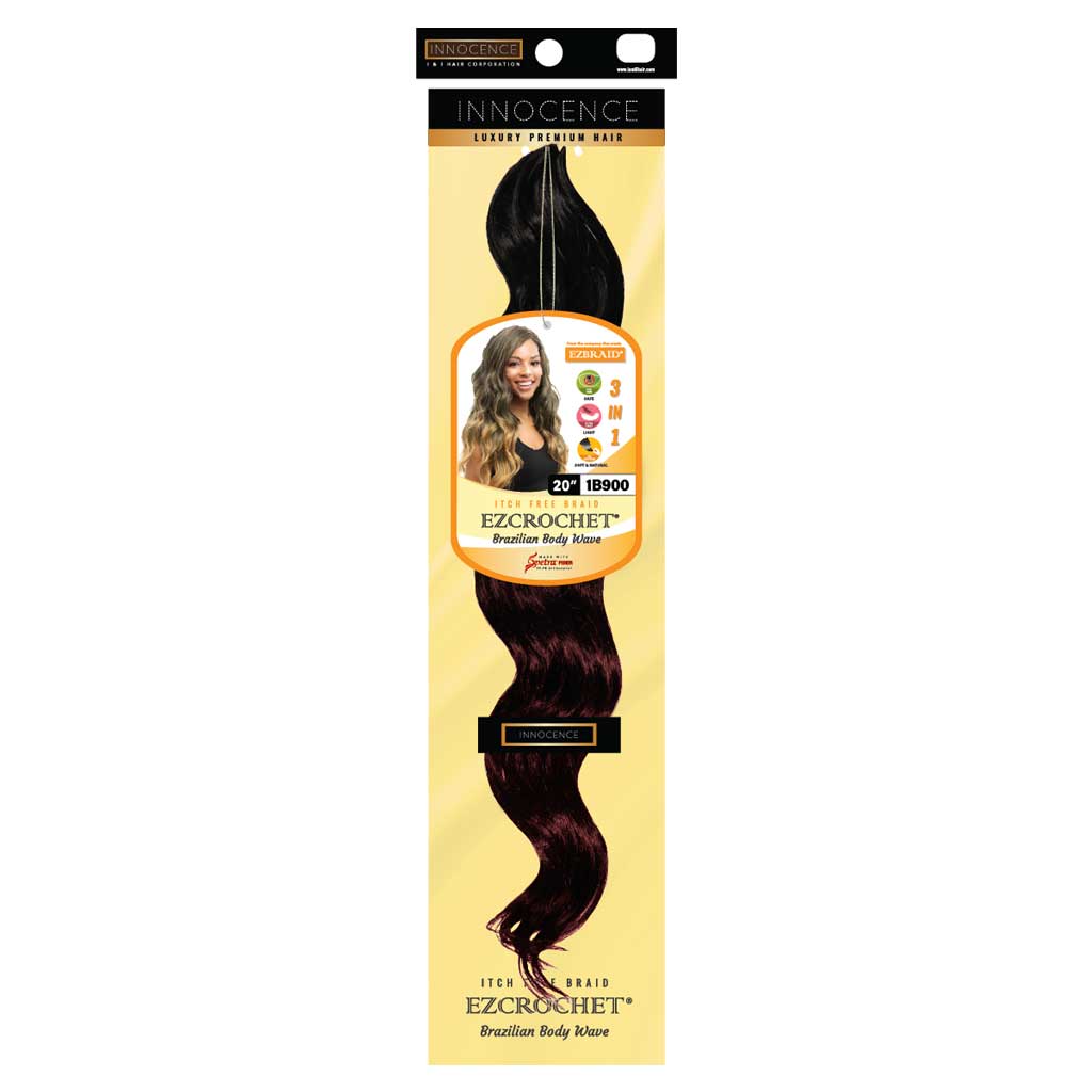 EZ Braid Innocence I&I Brazilian Body Wave Crochet Hair 20" color 1b900