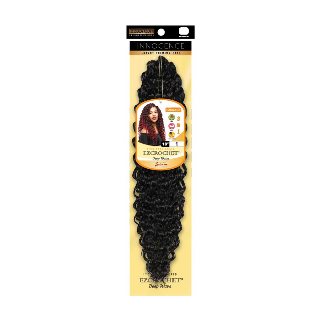 EZ Braid Innocence I&I Deep Wave Crochet Hair 18" color 1