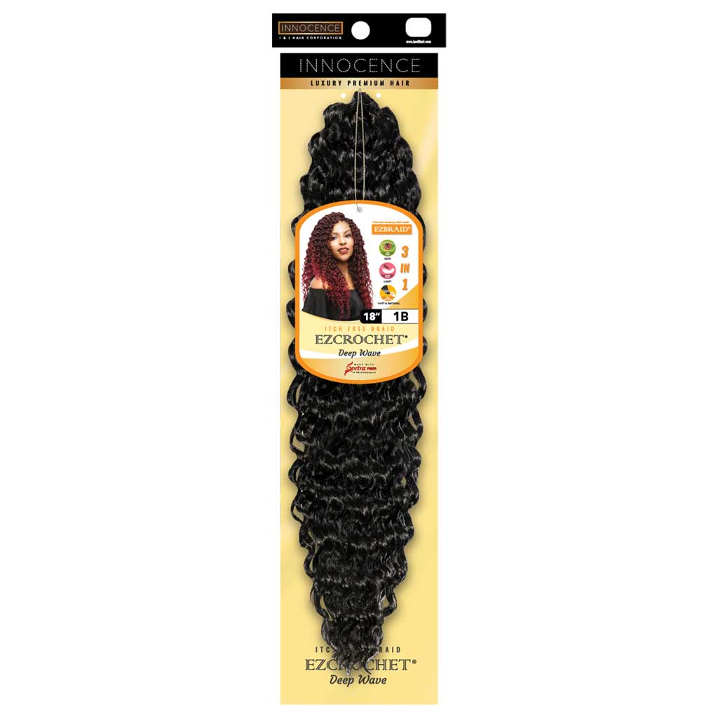 EZ Braid Innocence I&I Deep Wave Crochet Hair 18" color 1B