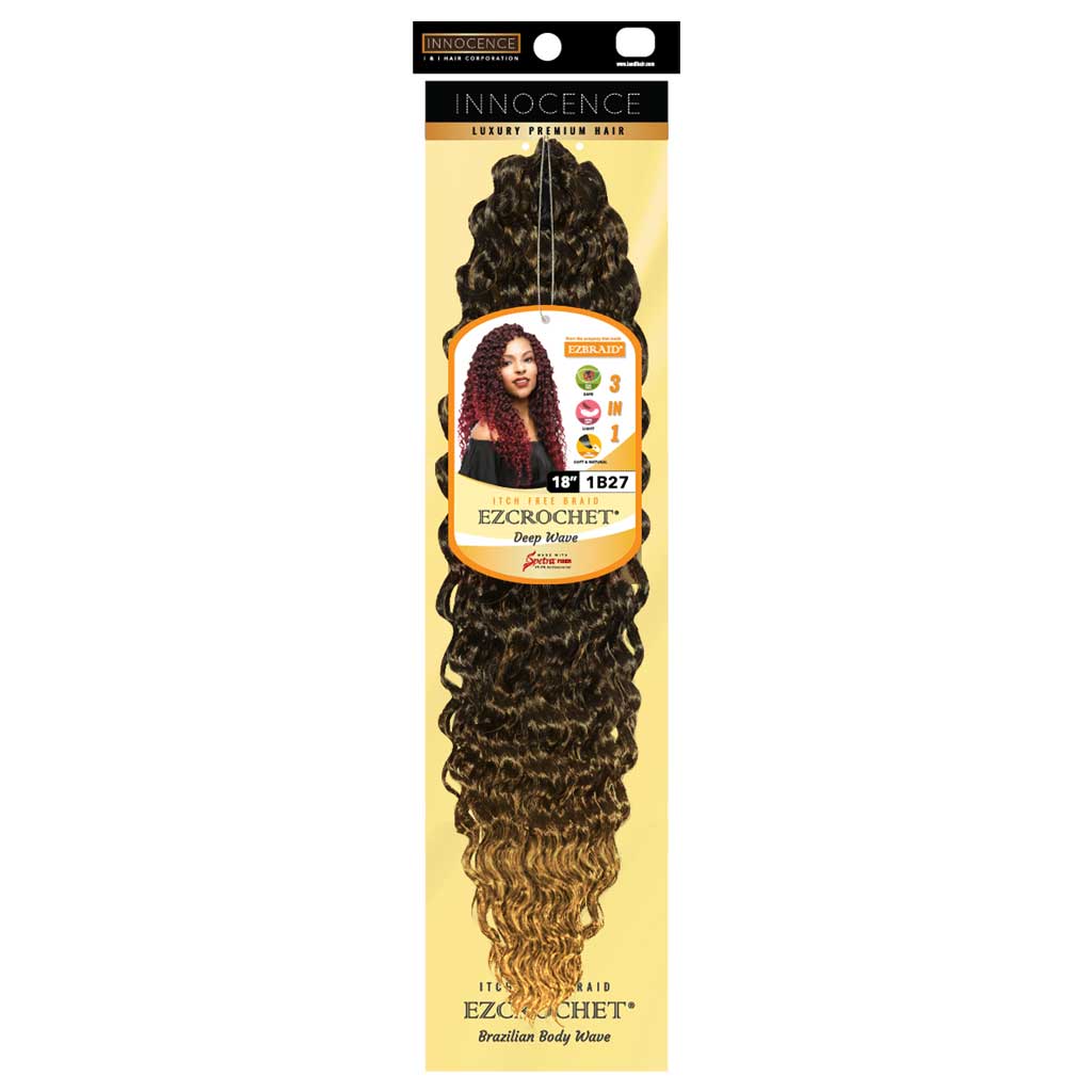 EZ Braid Innocence I&I Deep Wave Crochet Hair 18" color ombre highlight