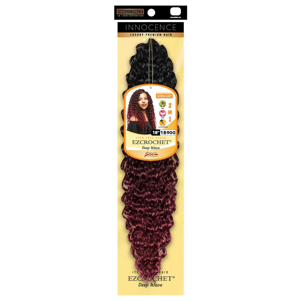 EZ Braid Innocence I&I Deep Wave Crochet Hair 18" 1b900 color