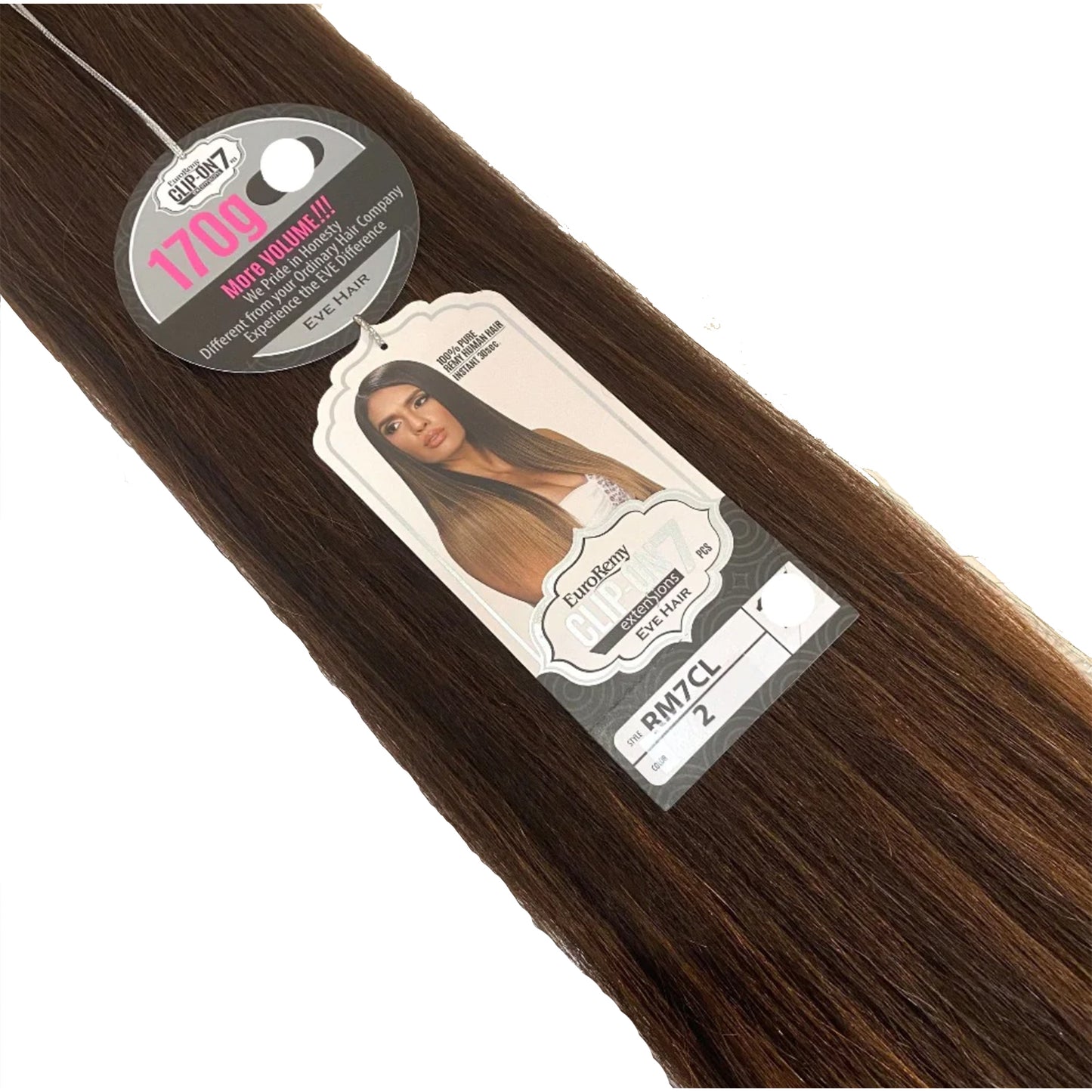 Eve Hair Pure Remy Human Hair 7pcs Euro Remy 22" Clip-On Extensions