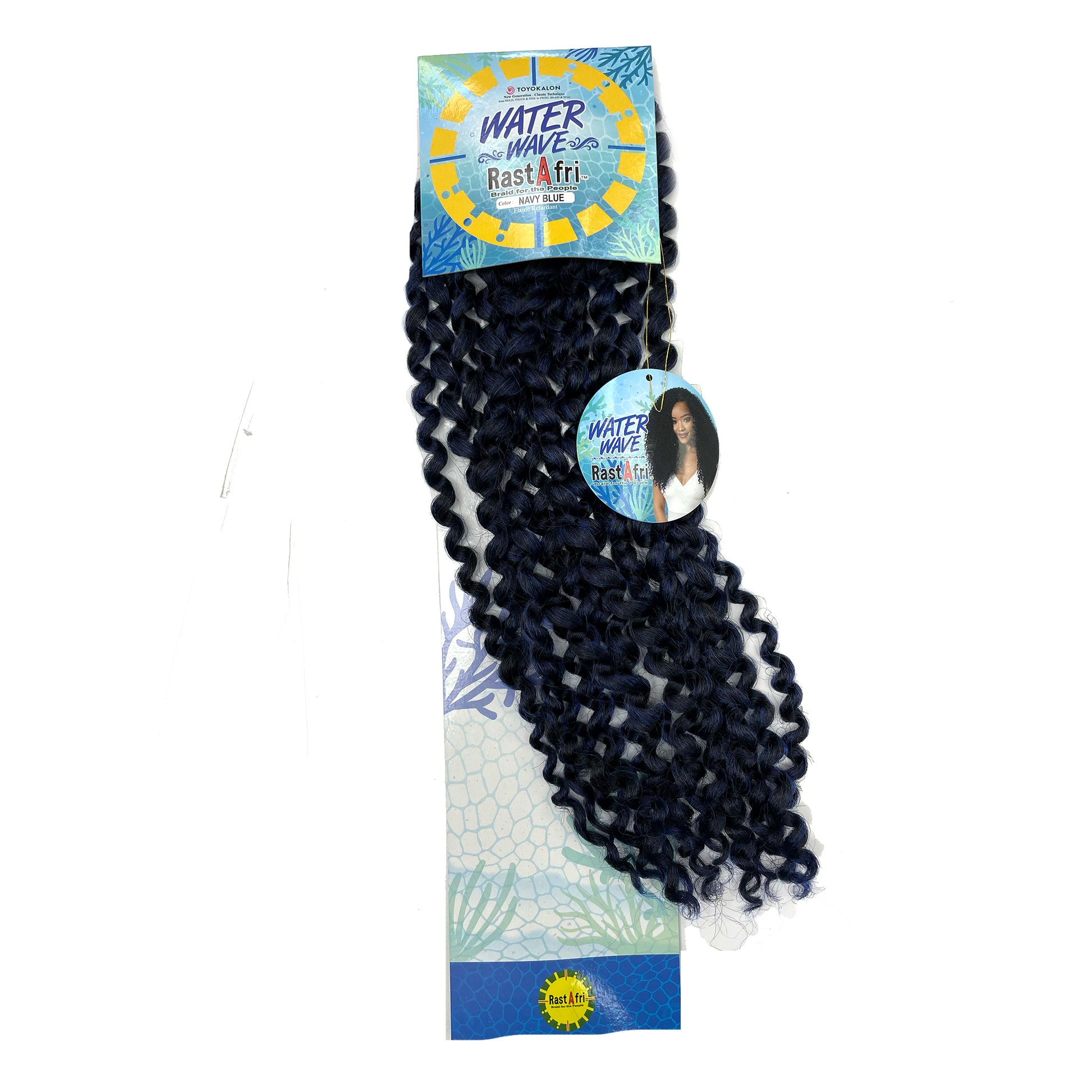 RastAfri Water Wave Crochet Braiding Hair navy blue
