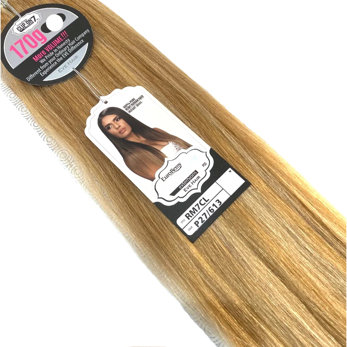 Eve Hair Pure Remy Human Hair 7pcs Euro Remy 22" Clip-On Extensions