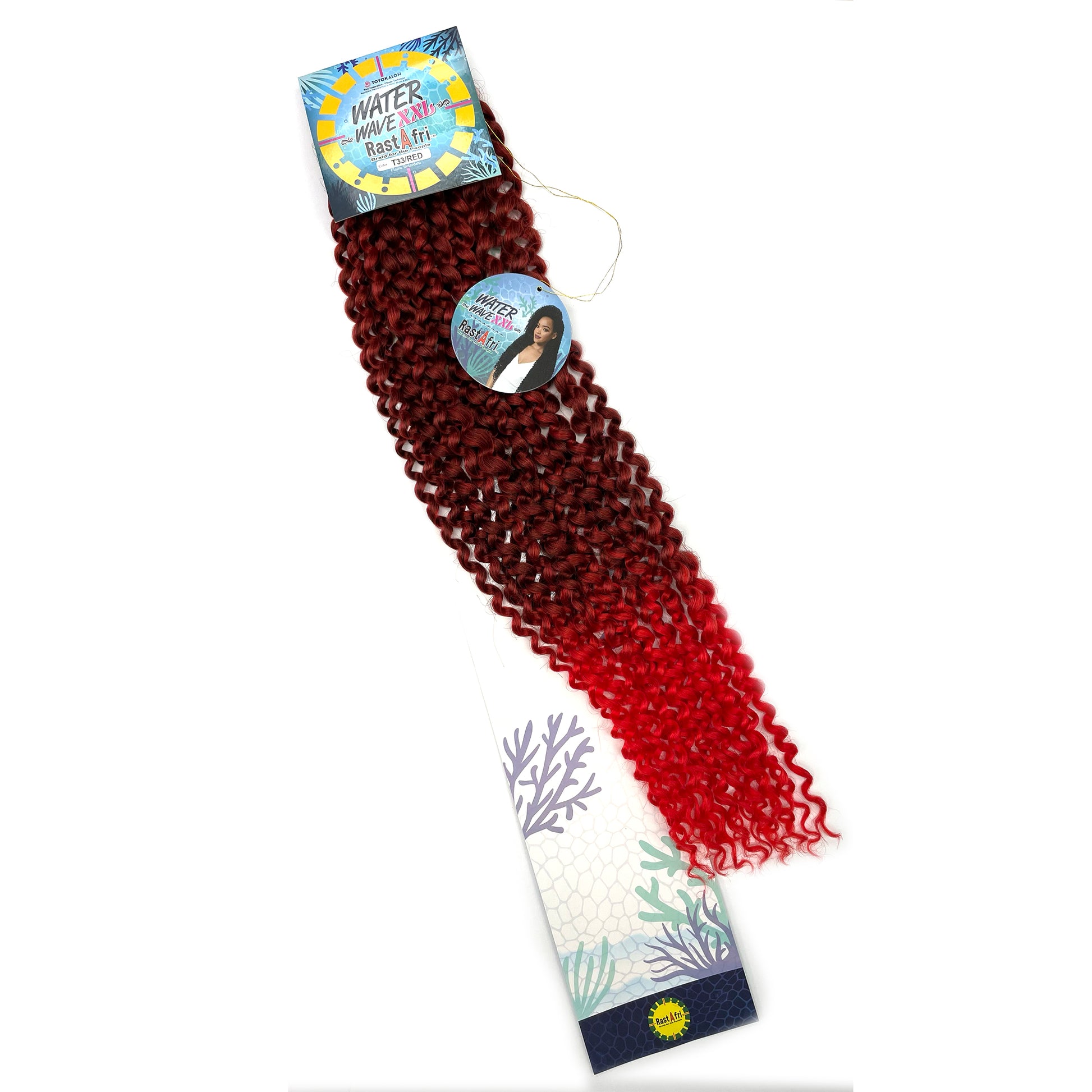RastAfri Water Wave Crochet Braiding Hair XXL red