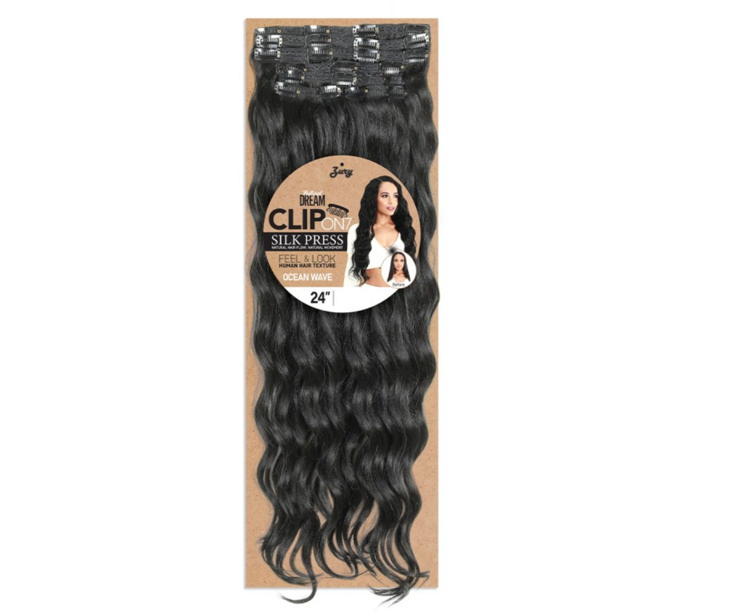 Zury Natural Dream Clip On Hair Extensions Ocean Wave 24”