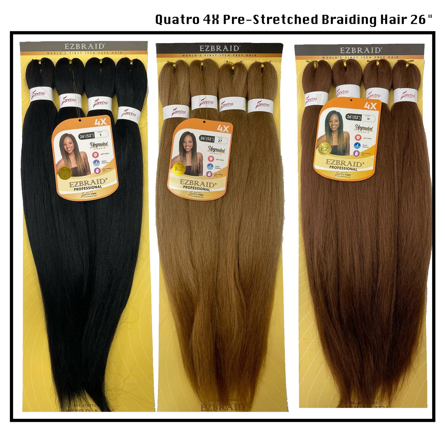 EZ Braid Quatro 4X Pre-Stretched Braiding Hair 26" I&I color browns