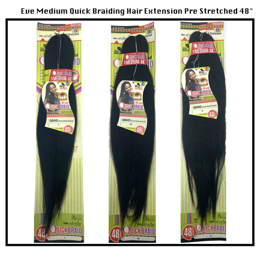 Eve Medium Quick Braiding Hair Extension Pre Stretched 48" I&I  black