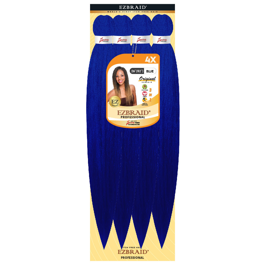 EZ Braid Quatro 4X Pre-Stretched Braiding Hair 26" I&I color blue