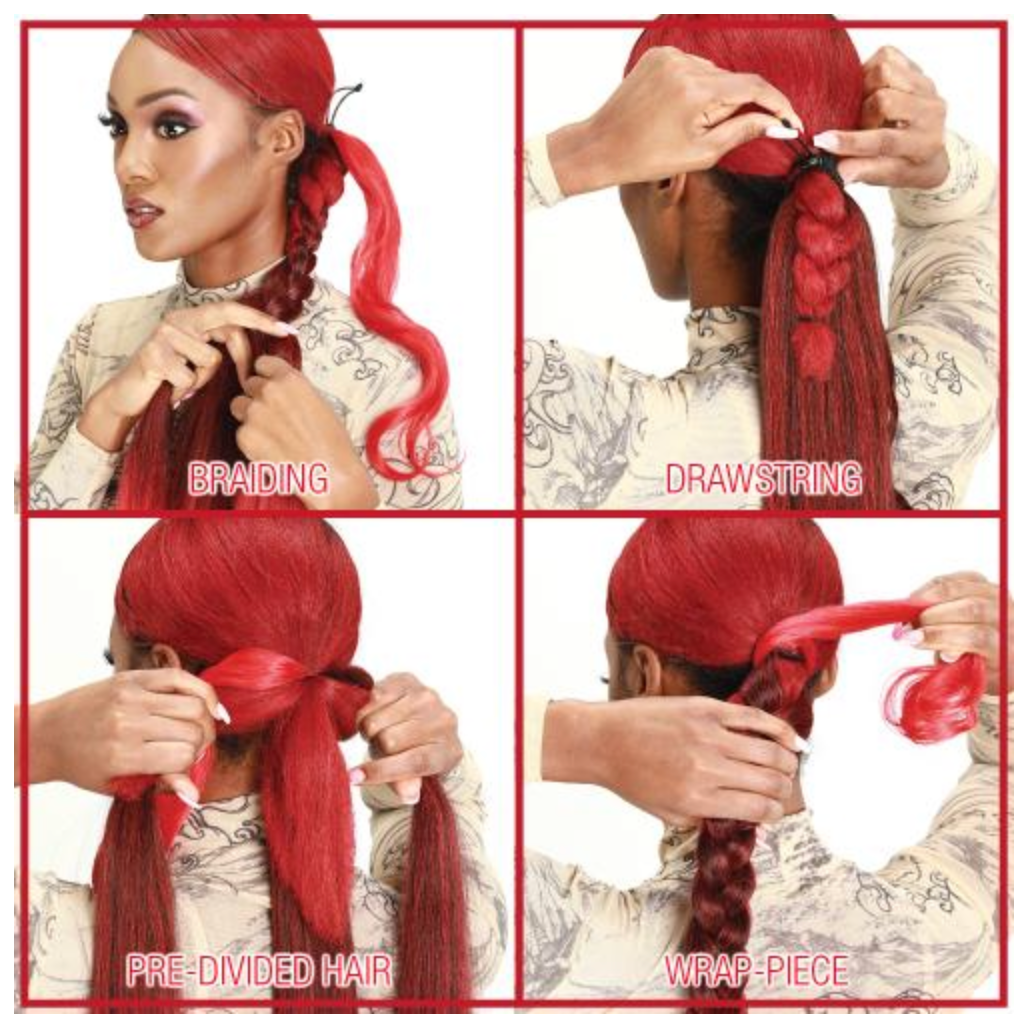 Zury Sis EZ Creator Braid Bun Ponytail Hair Extension red how to