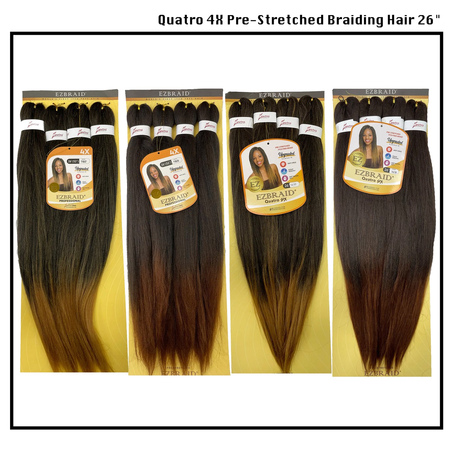 EZ Braid Quatro 4X Pre-Stretched Braiding Hair 26" I&I color ombre