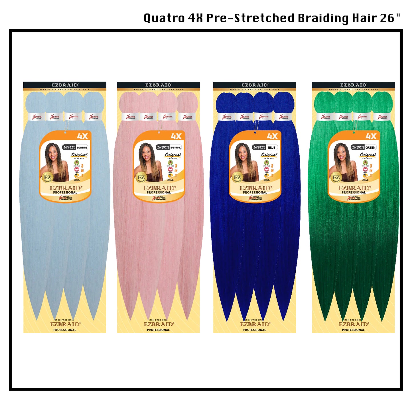 EZ Braid Quatro 4X Pre-Stretched Braiding Hair 26" I&I colors