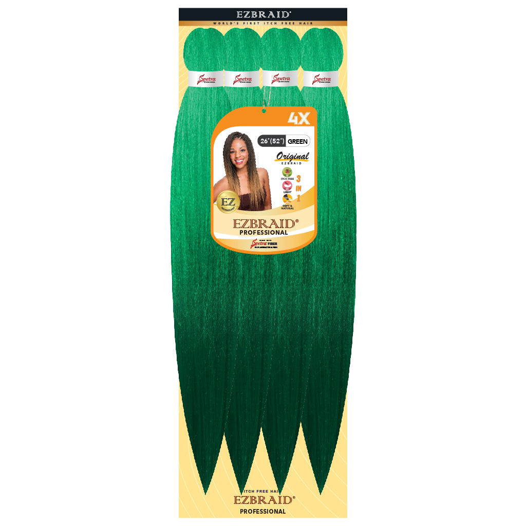 EZ Braid Quatro 4X Pre-Stretched Braiding Hair 26" I&I color green