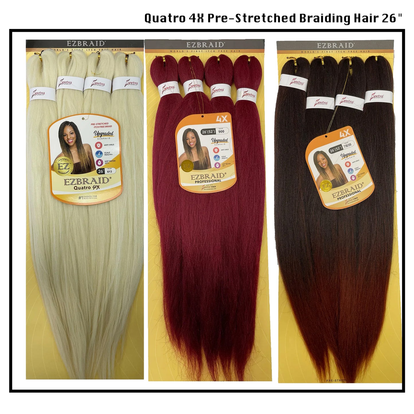 EZ Braid Quatro 4X Pre-Stretched Braiding Hair 26" I&I color red blonde