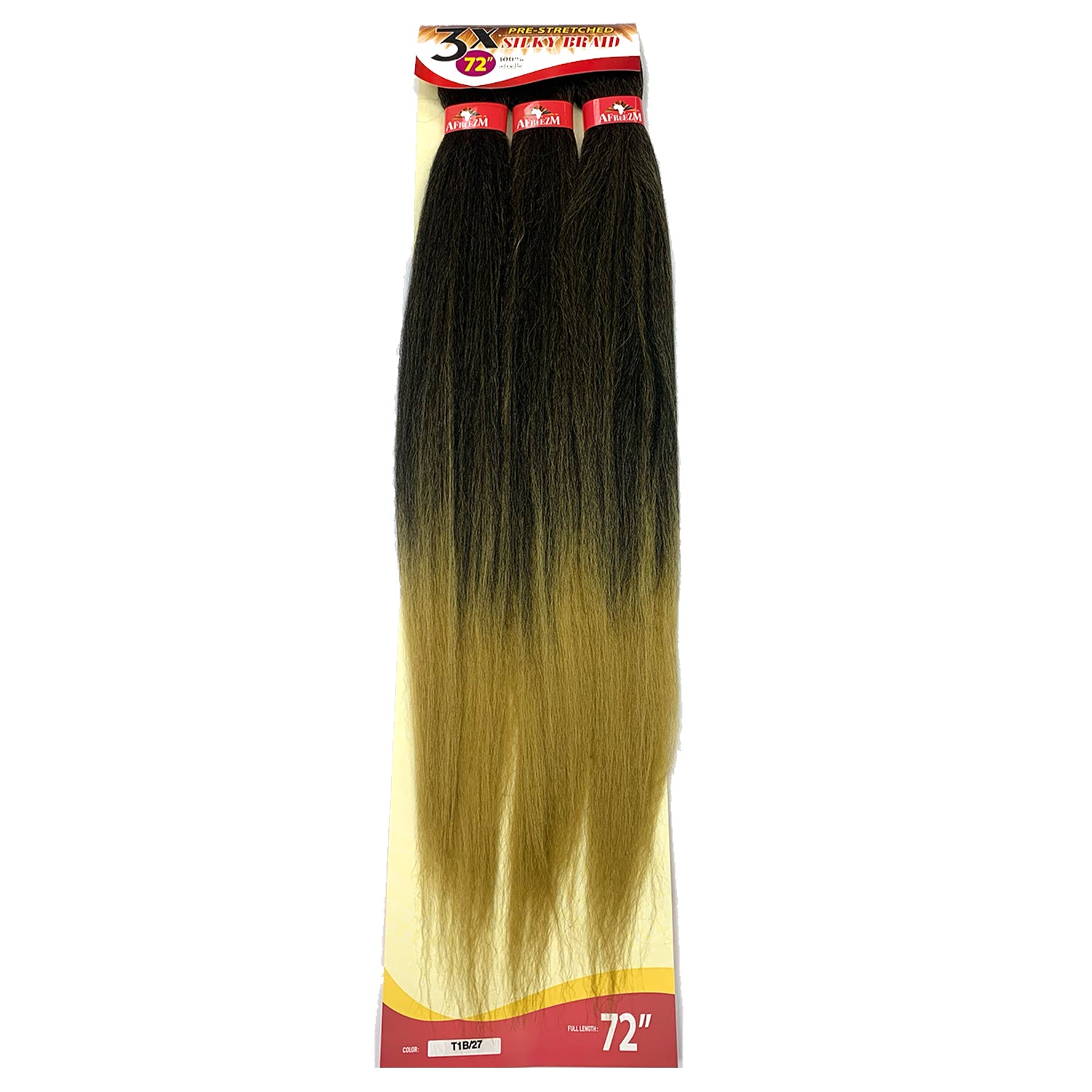 Afreezm 3X Pre-Stretched Silky Braiding Hair Extension 72" color t1b27