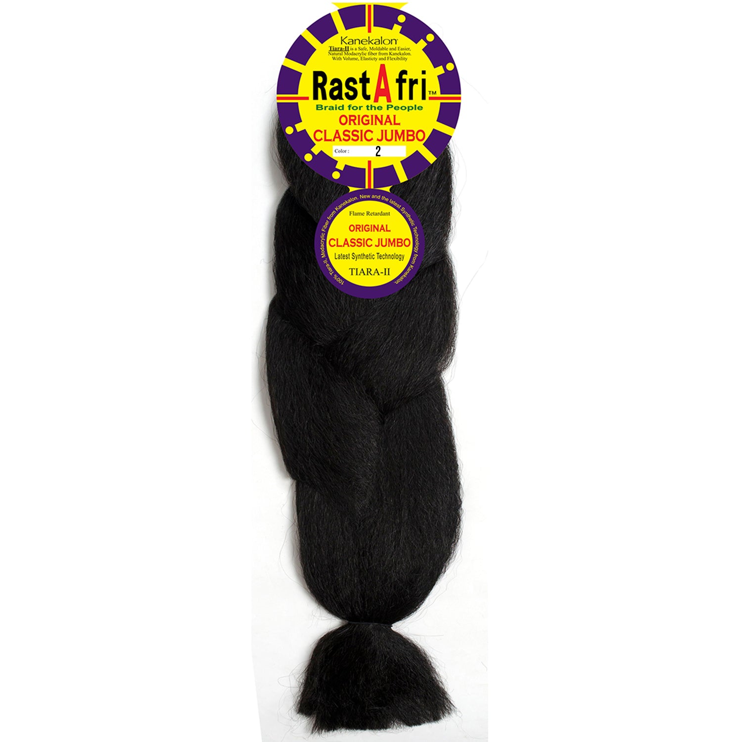 RastAfri Classic Jumbo Braiding Hair color 2 black brown dark