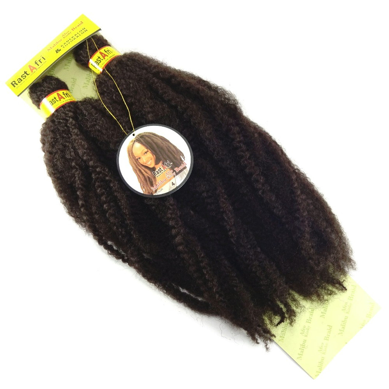 RastAfri Malibu Afro Kinky Crochet Braiding Hair color 4 brown