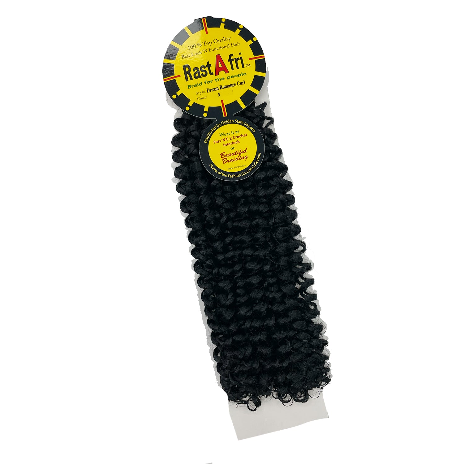 RastAfri Dream Romance Curl Crochet Hair color 1 black
