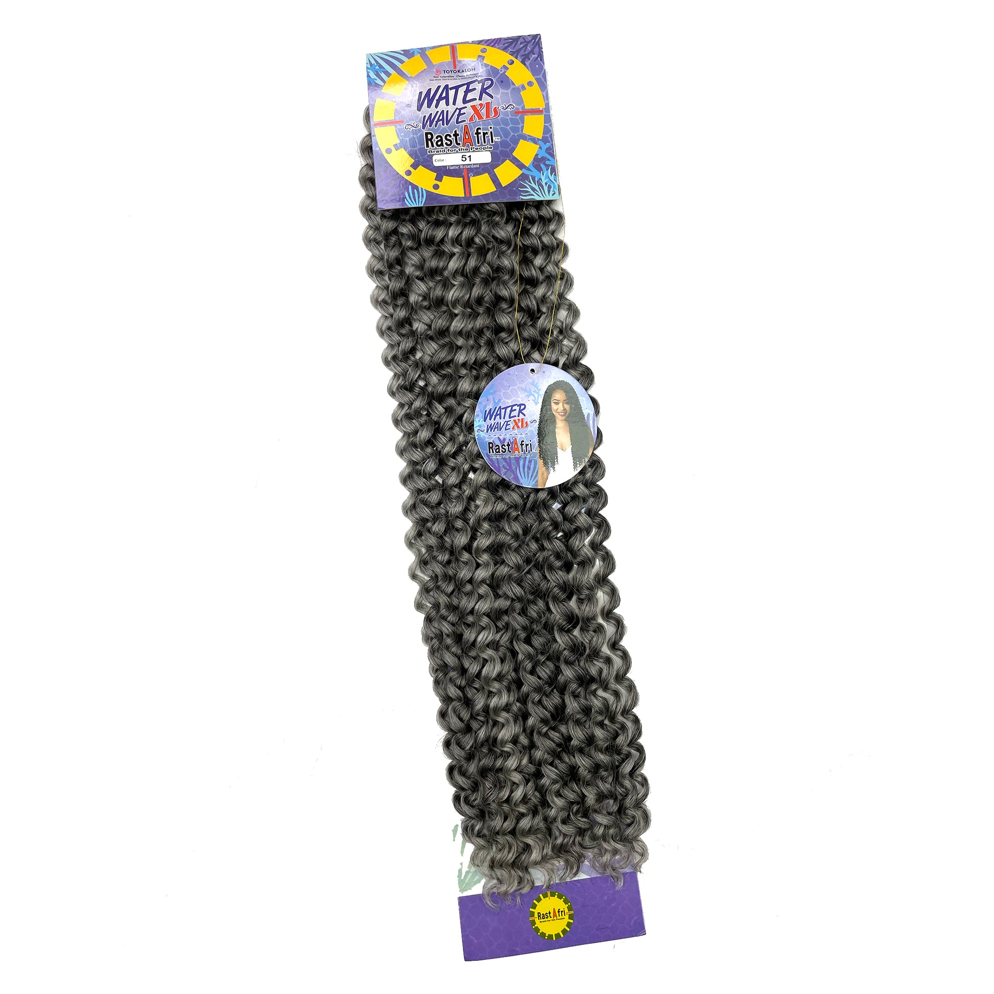 RastAfri Water Wave Crochet Braiding Hair XL color 51 grey gray