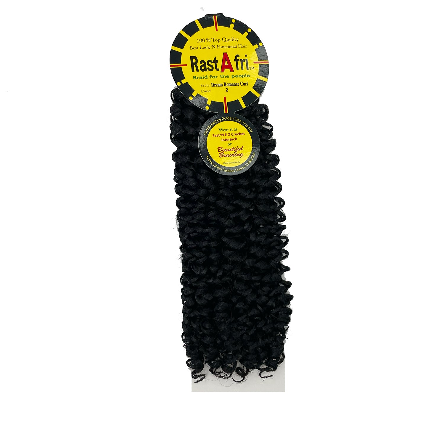 RastAfri Dream Romance Curl Crochet Hair color 2 black