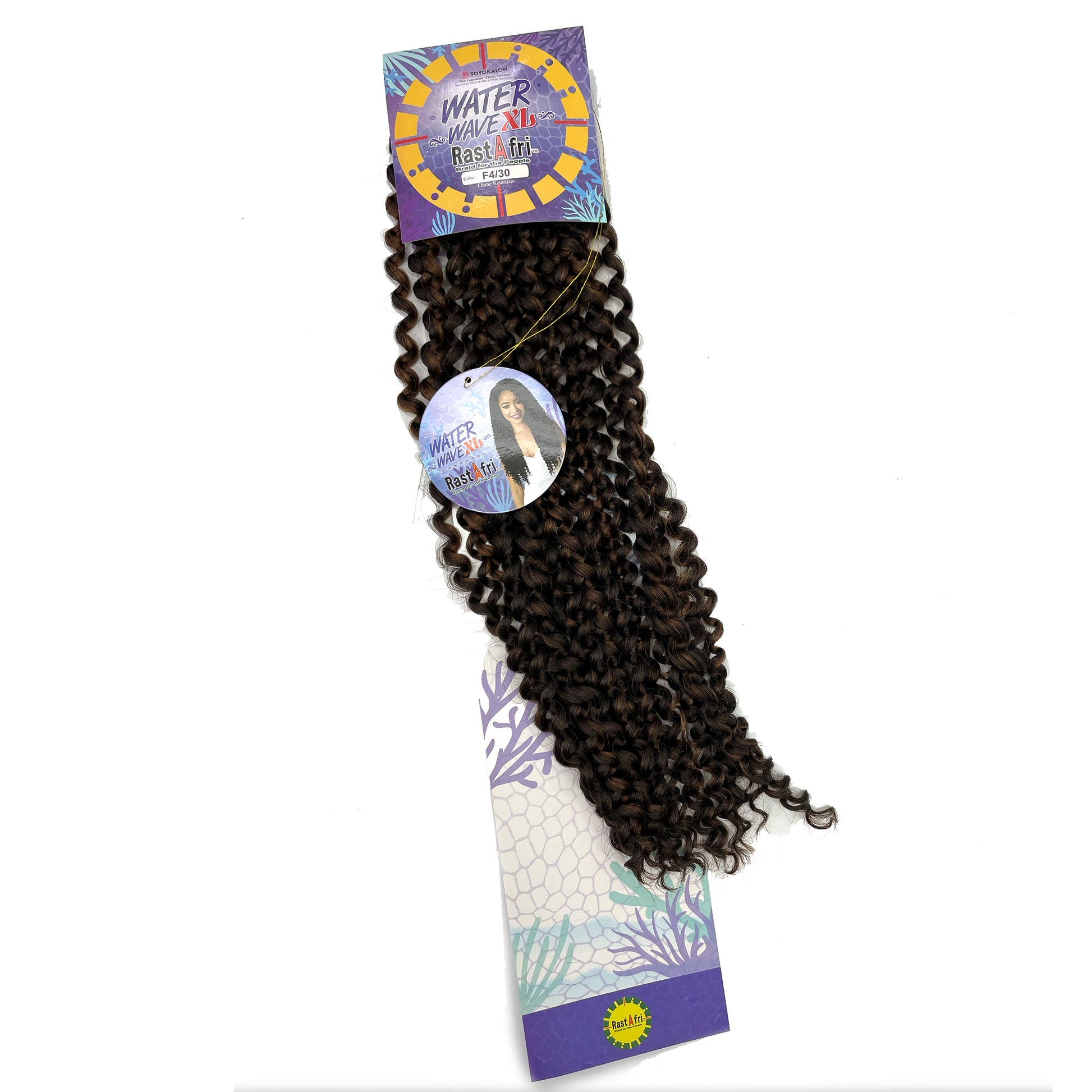 RastAfri Water Wave Crochet Braiding Hair XL f430 dark brown highlights