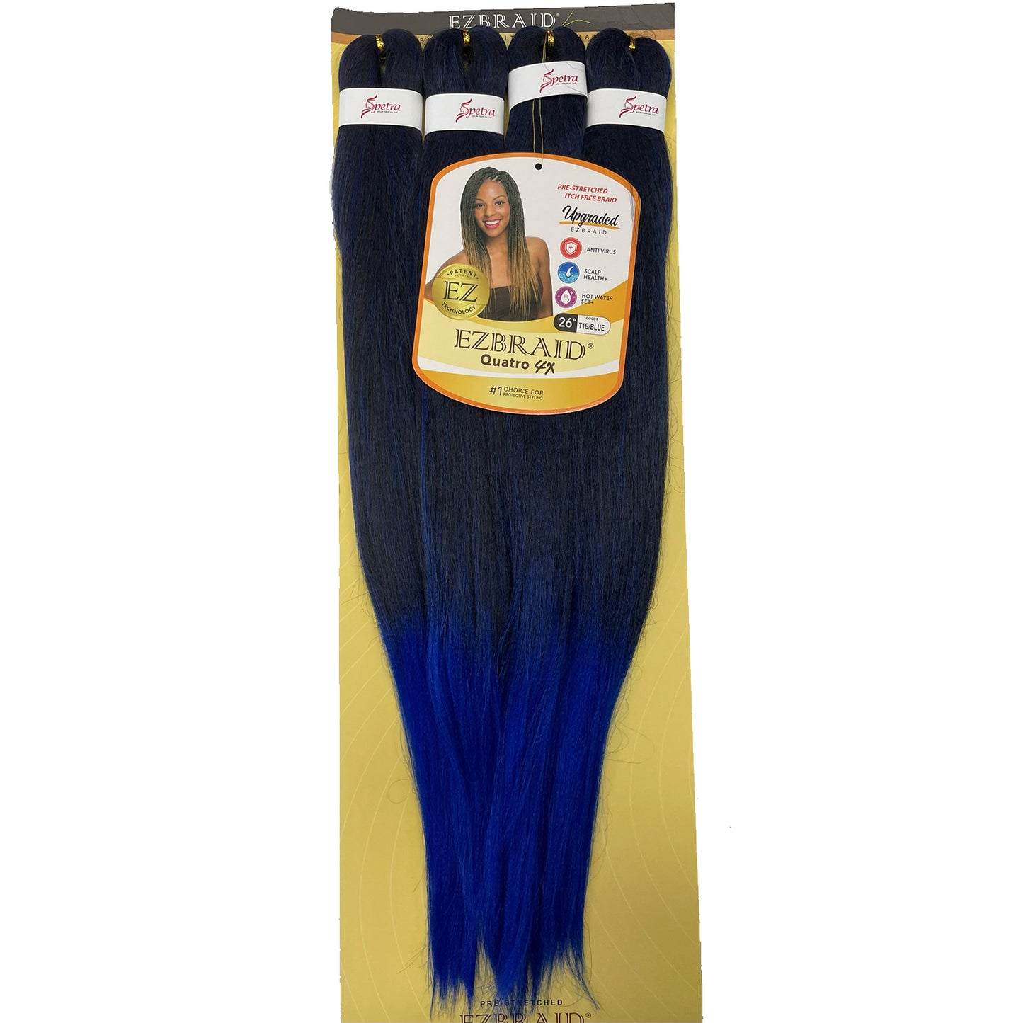 EZ Braid Quatro 4X Pre-Stretched Braiding Hair 26" I&I color blue