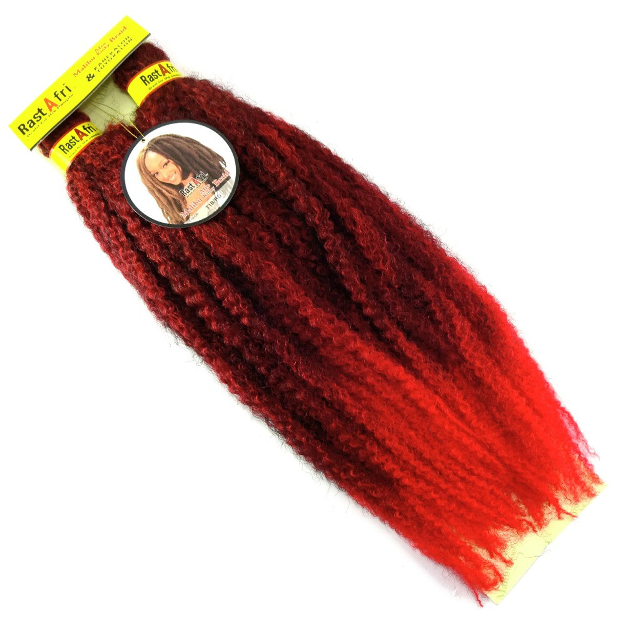 RastAfri Malibu Afro Kinky Crochet Braiding Hair color red t1bred