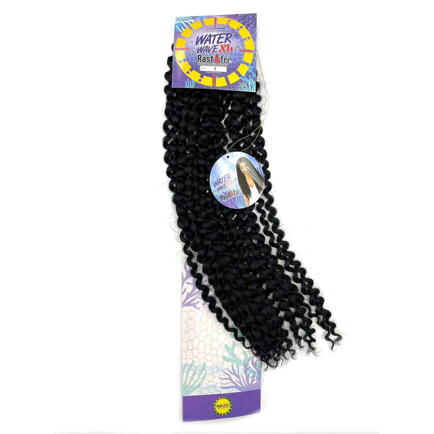 RastAfri Water Wave Crochet Braiding Hair XL color 1 black