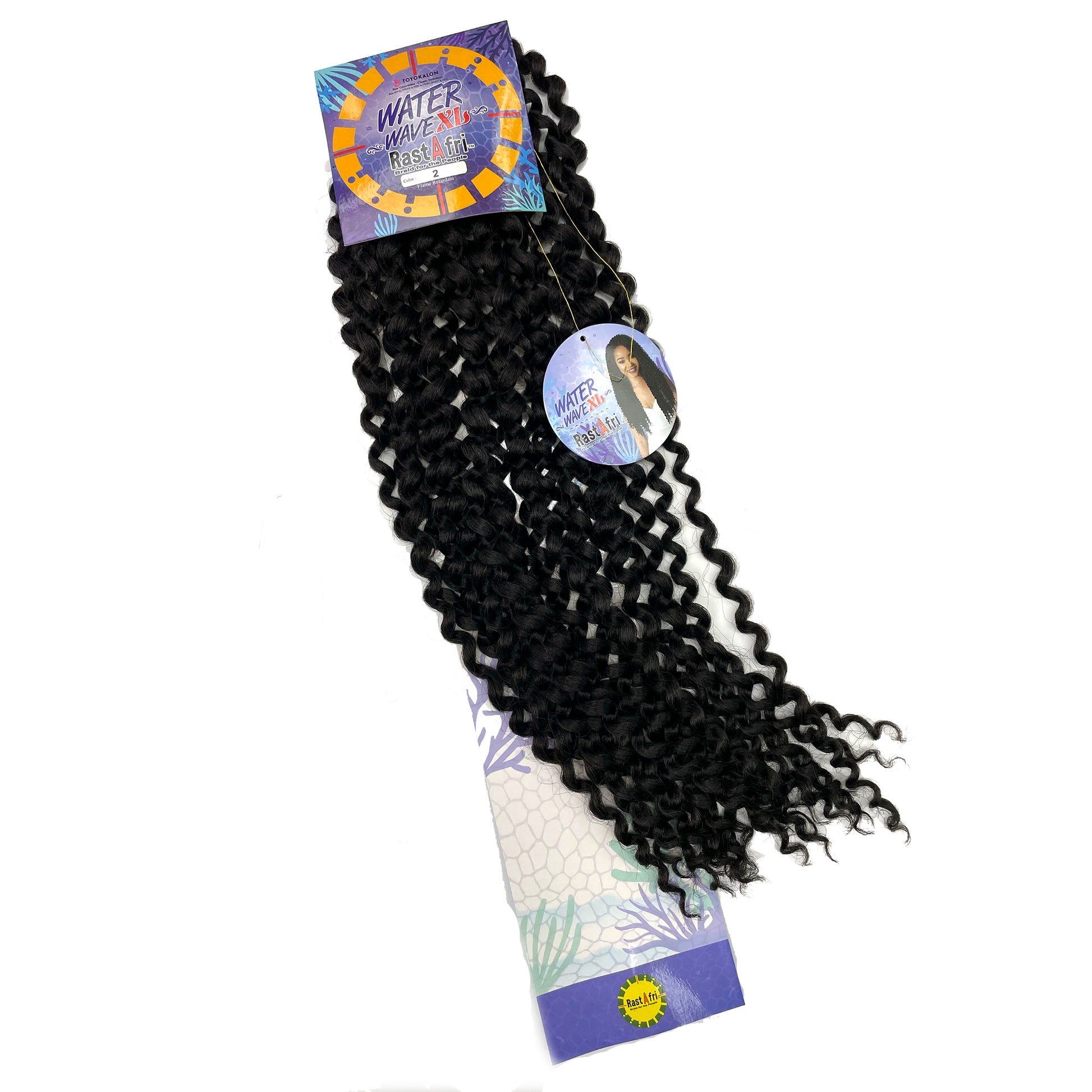 RastAfri Water Wave Crochet Braiding Hair XL color 2 black