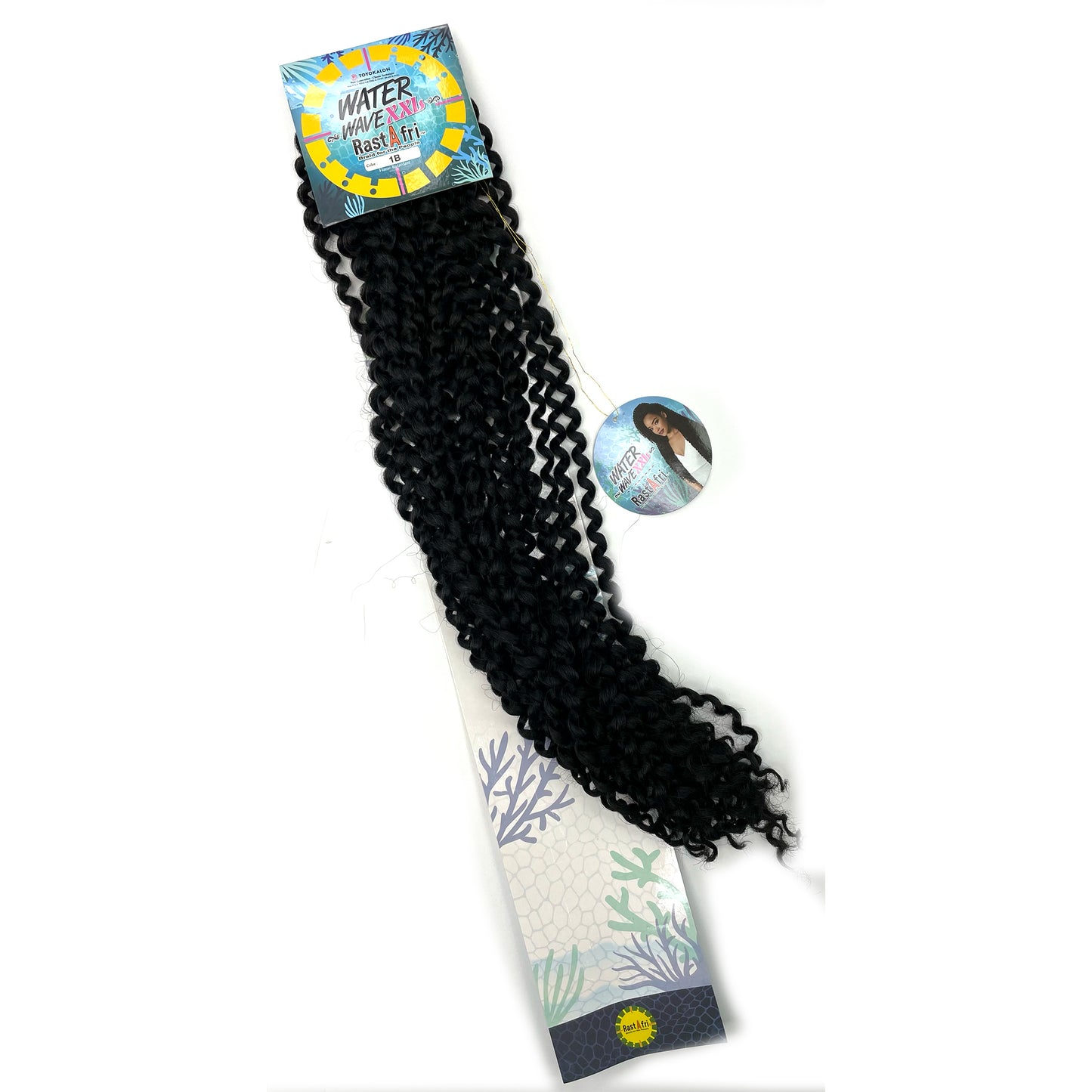 RastAfri Water Wave Crochet Braiding Hair XXL color 1B black