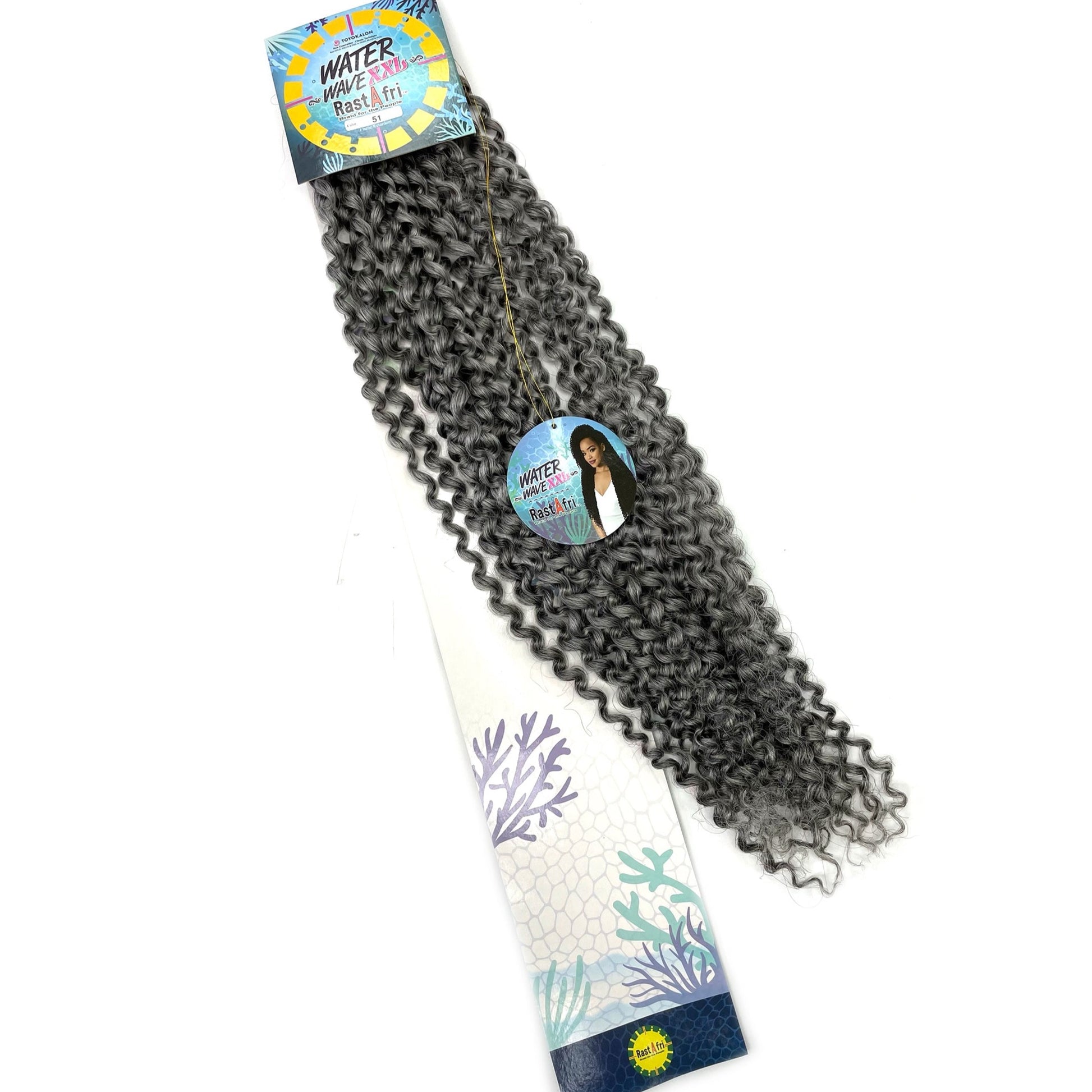 RastAfri Water Wave Crochet Braiding Hair XXL grey gray 51